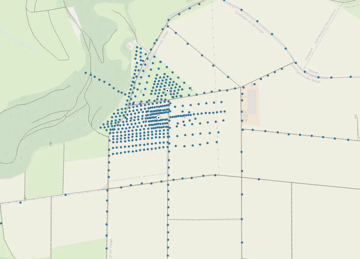 Karte mit den Sensorpositionen auf dem WINSENT Testfeld