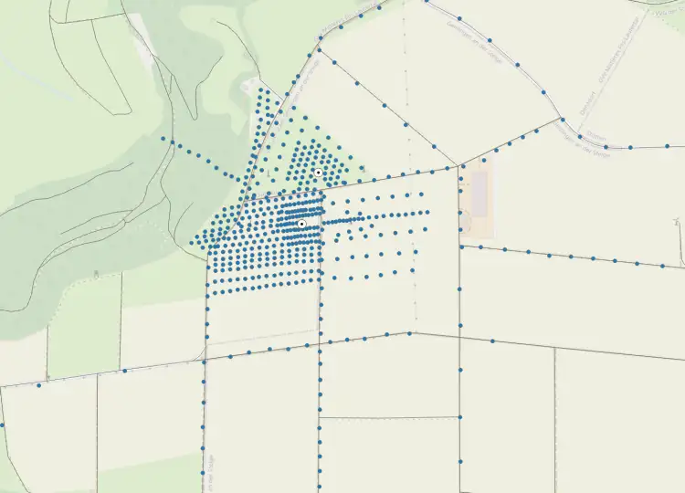 Karte mit den Sensorpositionen auf dem WINSENT Testfeld
